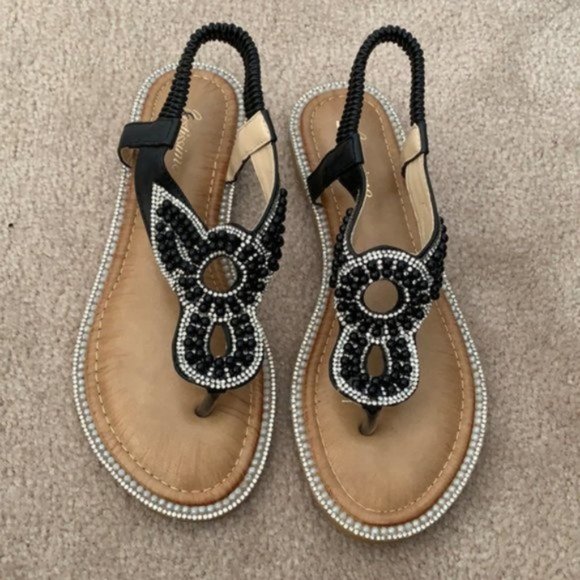 Shoes - NWOT Sandal with Beading and rhinestones